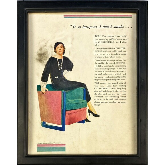 Liggett & Myers Tobacco *Noticed my Girlfriends smoke Chesterfield Print Ad 1931 - Picture 3 of 3